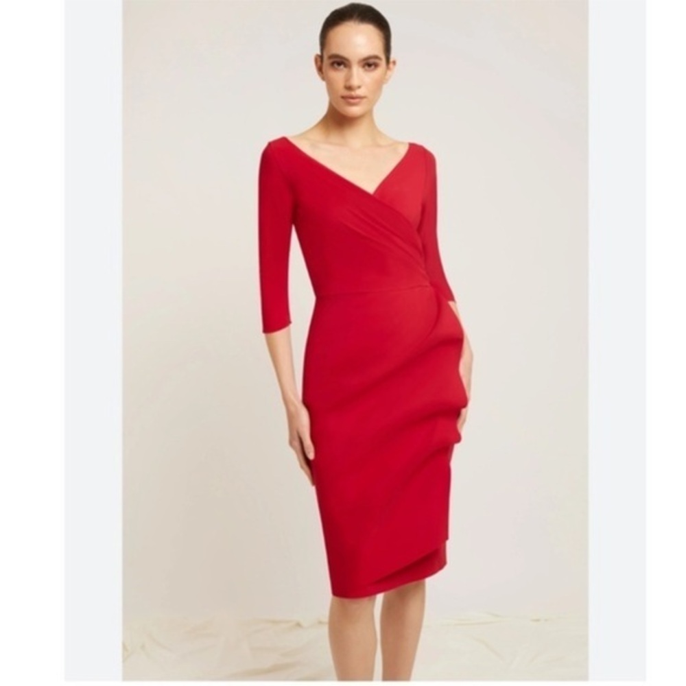 Chiara Boni Red Wrap-Style Midi Dress